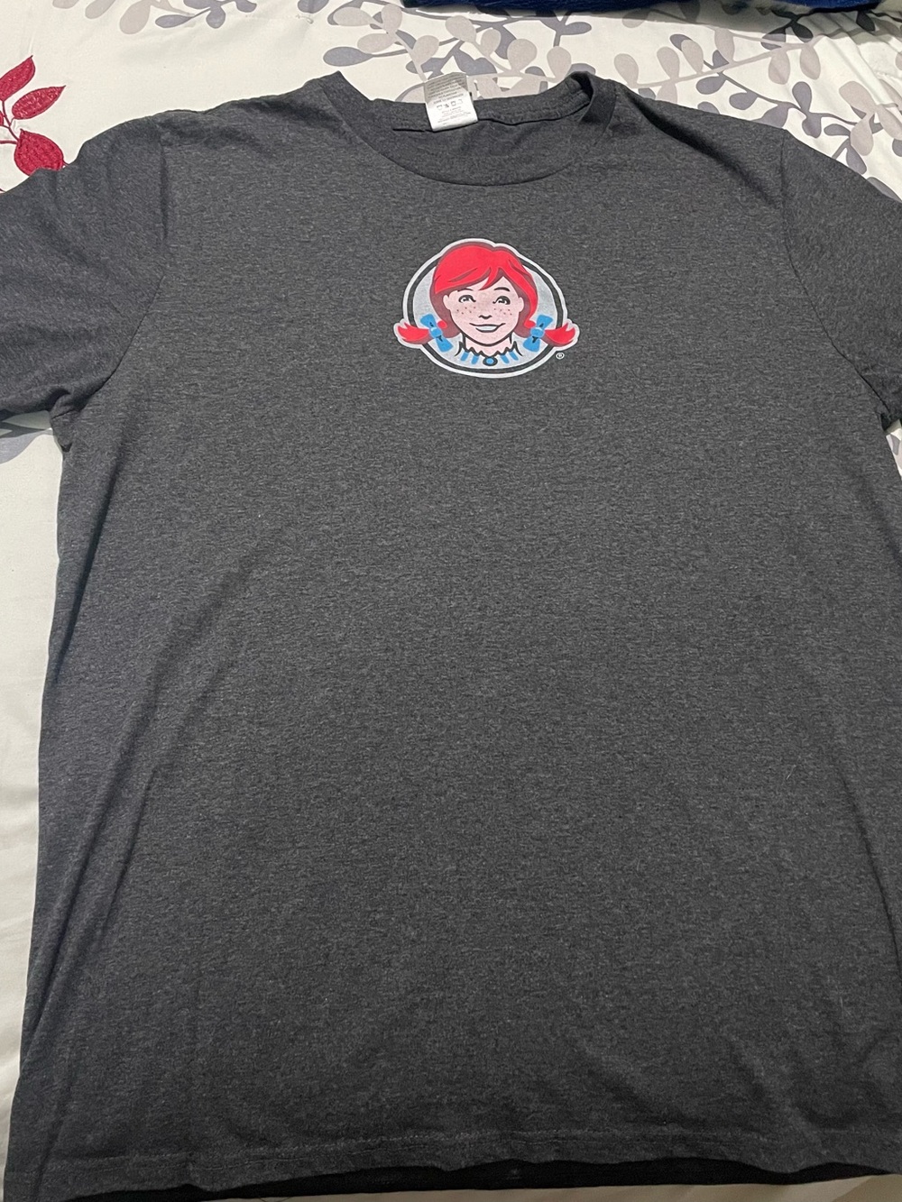 Wendy’s Barco Uniforms Charcoal Tee with Red Graphic